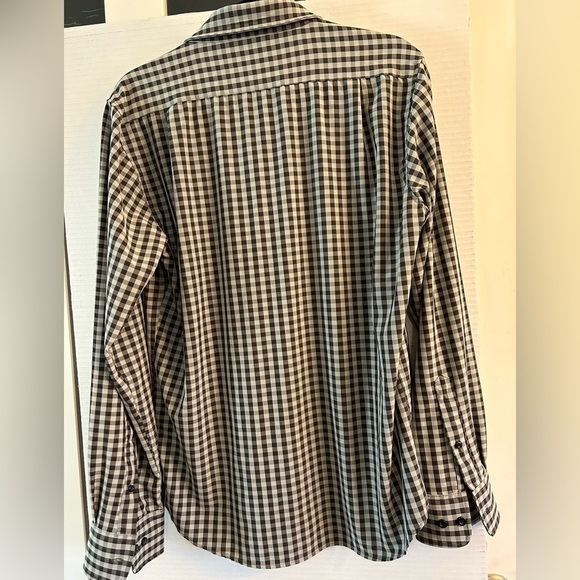 RUGBY stretch mens long sleeve button down shirt in black & gray. Sz Medium F1 - Picture 2 of 8